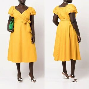 NWT 11 Honoré Yasmine Puff-Sleeve Wrap Midi Dress Size 18
